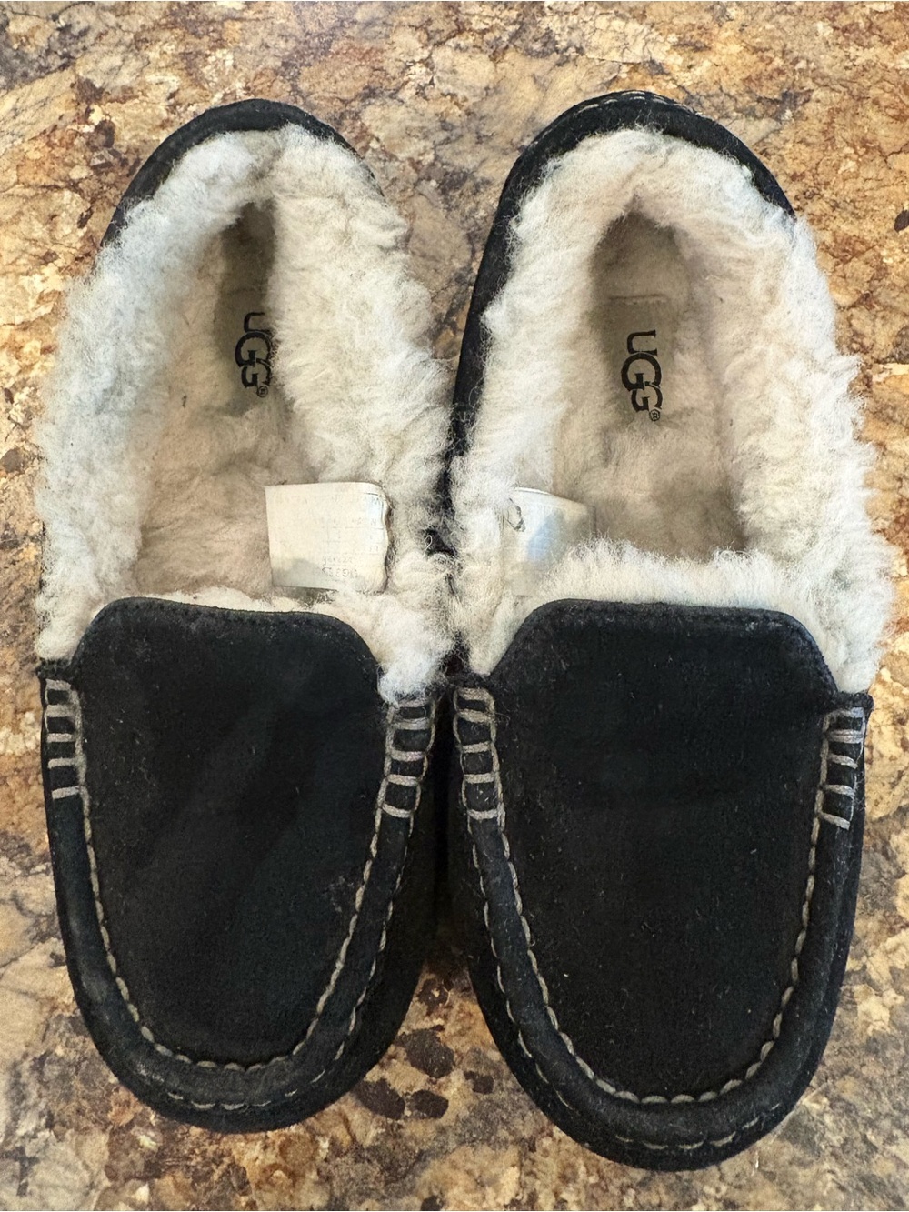UGG Kids Black Suede Treaded Sole shoes
